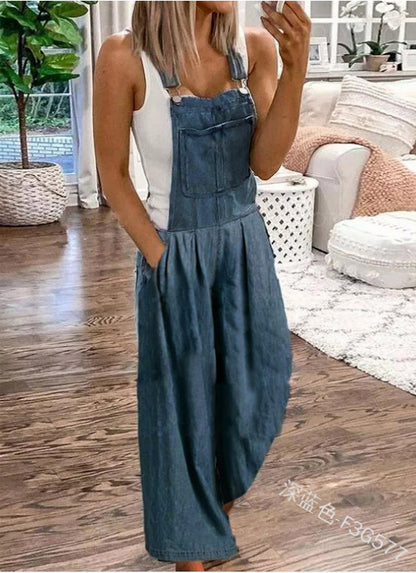 Ashley Wide Leg Denim Jumpsuit