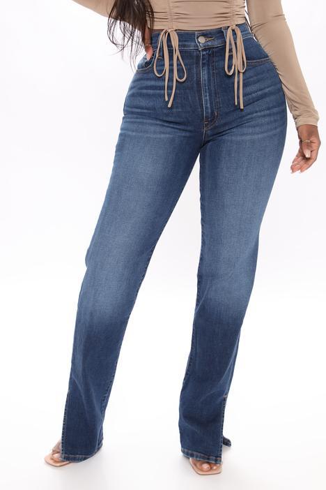 High Waist Slit Straight Leg Jeans