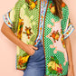Satin Tropical Printed Casual Two Piece Set