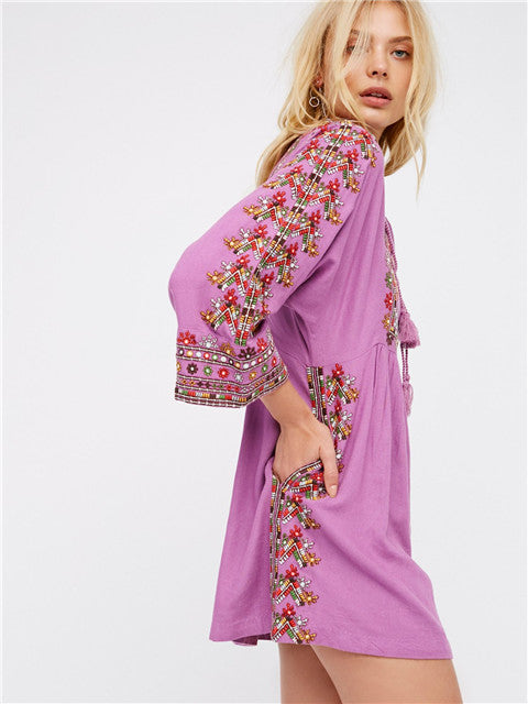 Melania New Embroidered Bohemian Mini Kimono