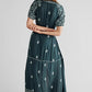 Trendy Cotton Embroidered Lace Up Maxi