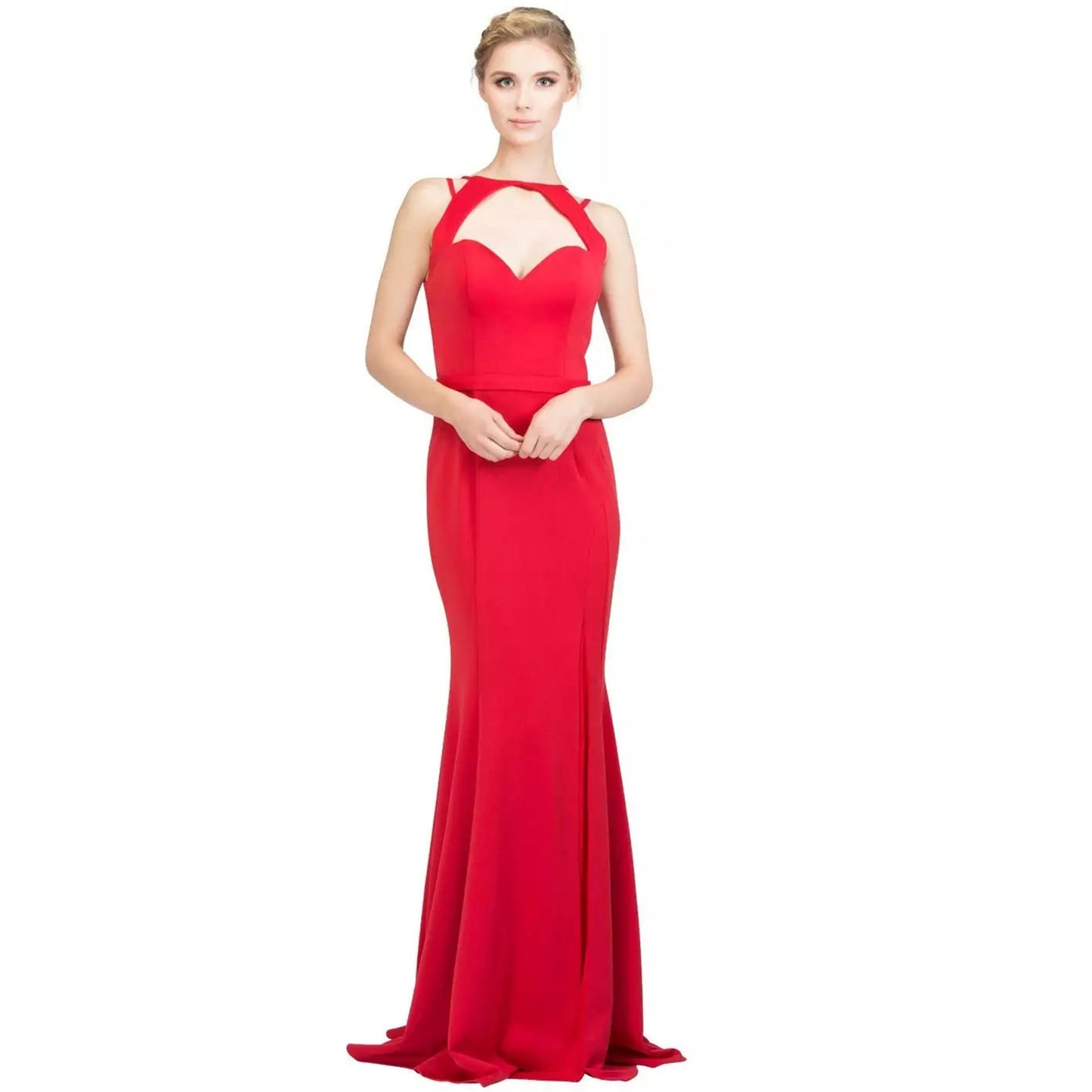 Reina Elegant Solid Sleeveless Cutout Gown