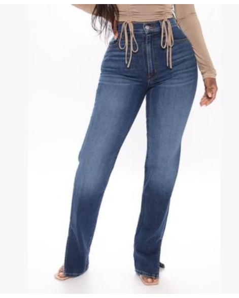 High Waist Slit Straight Leg Jeans