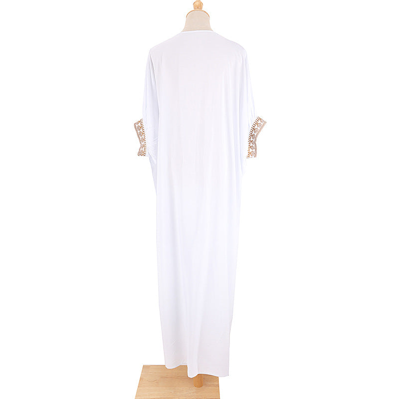 White Embroidered Kaftan Dress