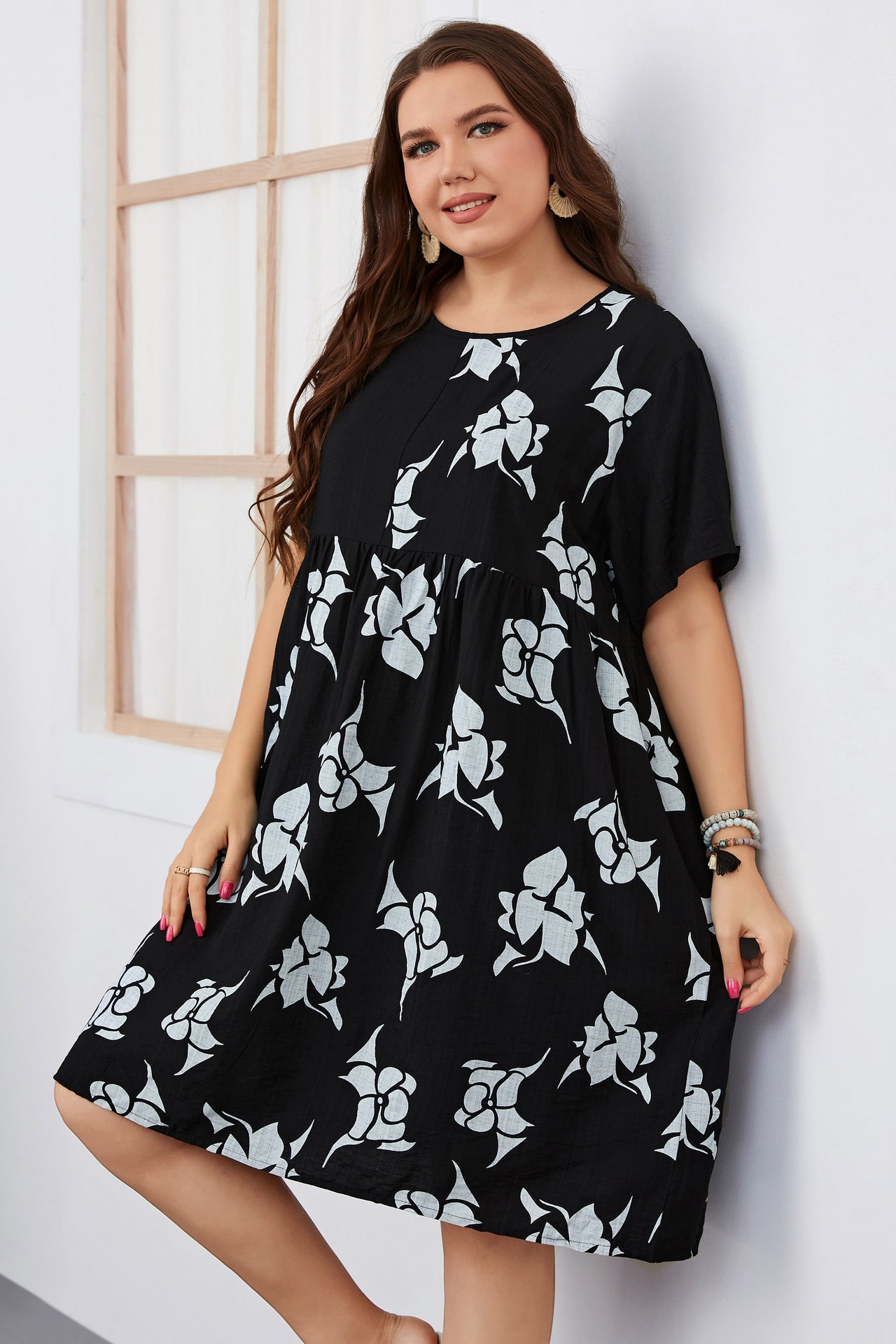 Plus size clearance midi casual dresses