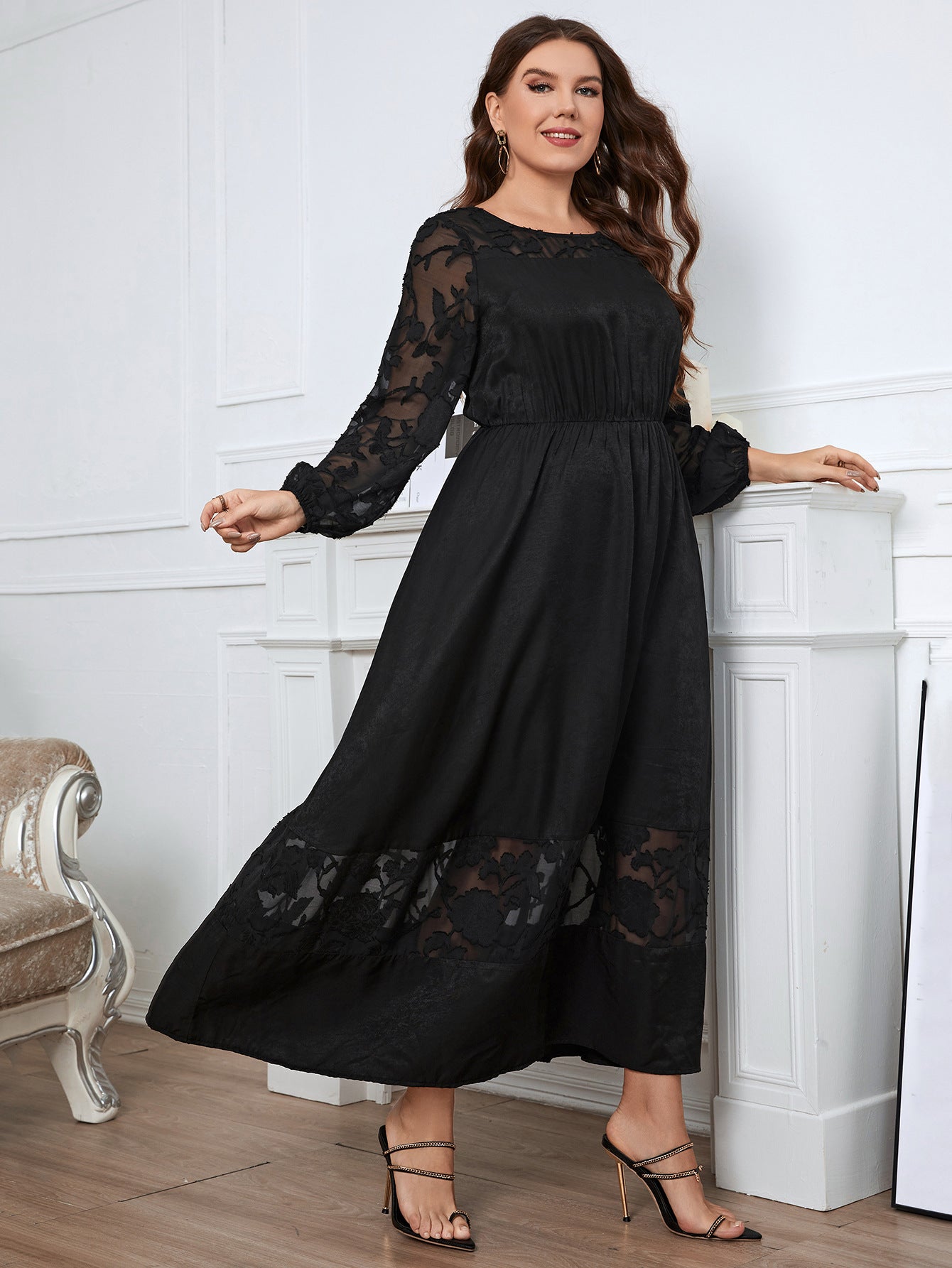 Black long sleeve shop ankle length dress